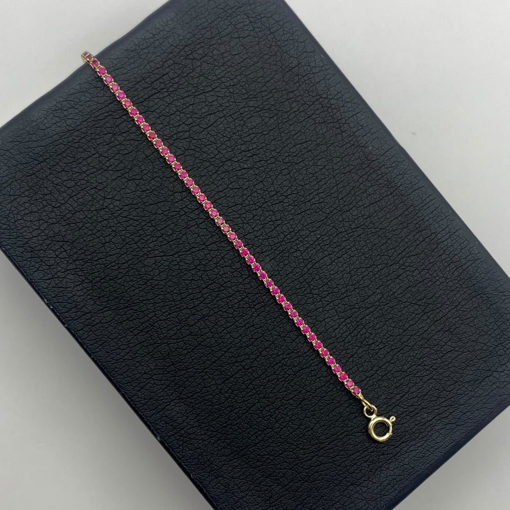Pulso It tennis circón fucsia Oro amarillo 18k 1,55 Gr / 1,6 mm / 18 Cm