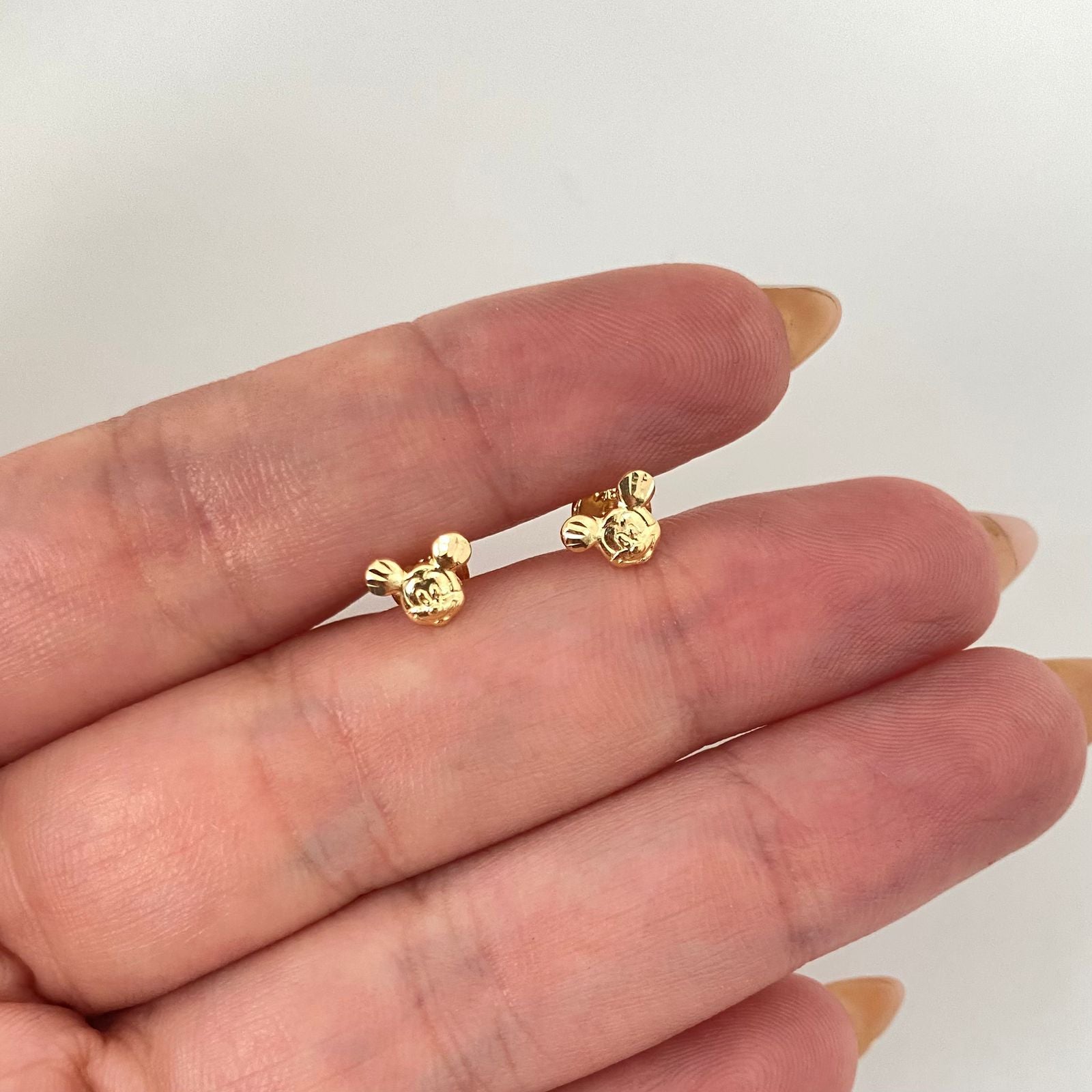 Topos ratón orejas diamantadas Oro amarillo 18k 0,6 Gr / 7,0 mm
