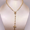 Rosario bola diamantada 4 y 5 virgen guadalupe circones multicolor Oro amarillo 18k 10,78 Gr / 60 Cm