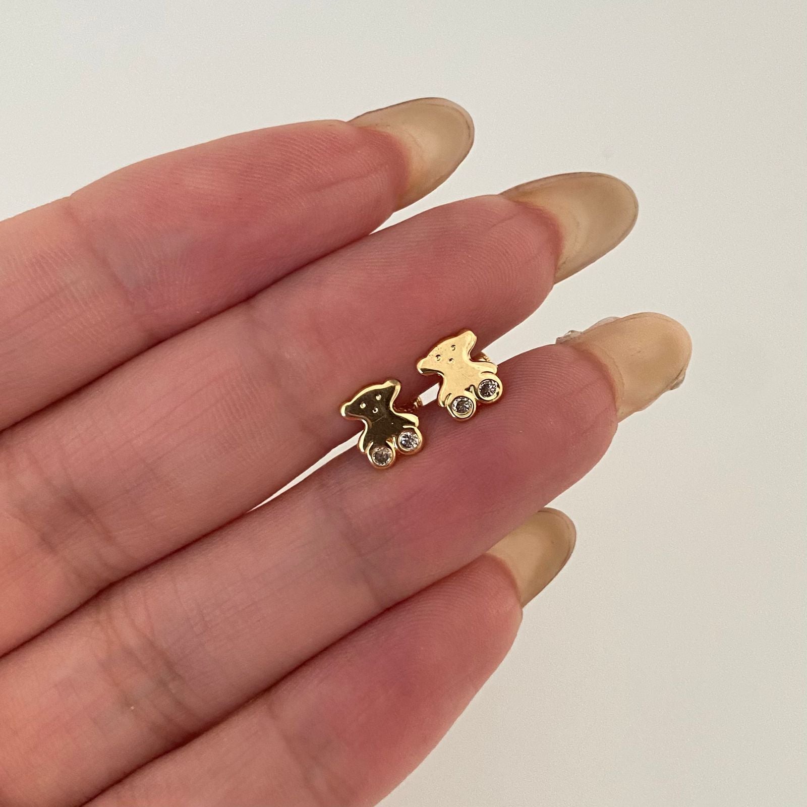 Topos oso ts circones blancos Oro amarillo 18k 0,7 Gr / 5,9 mm