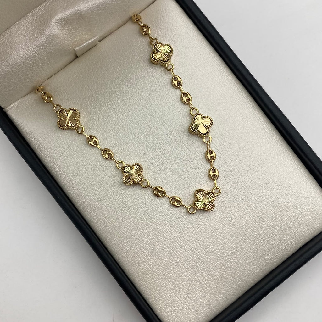 Pulso baby gc trebol vc diamantado Oro amarillo +1 / 5,30 Gr / 3 mm / 20,5 Cm Broche 0,40