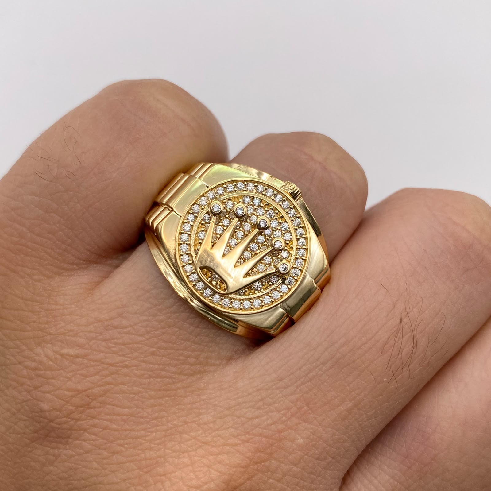 Anillo corona rx circones blancos Oro amarillo 18k / Talla 11 3/4 / 9,8 Gr / 8,66 mm
