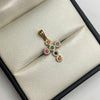 Dije cruz circulos circones multicolor Oro amarillo 18k 1,65 Gr / 14,55 mm / 2,5 Cm