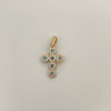 Dije cruz casting turquesa Oro amarillo 18k 2,5 Gr / 3 Cm