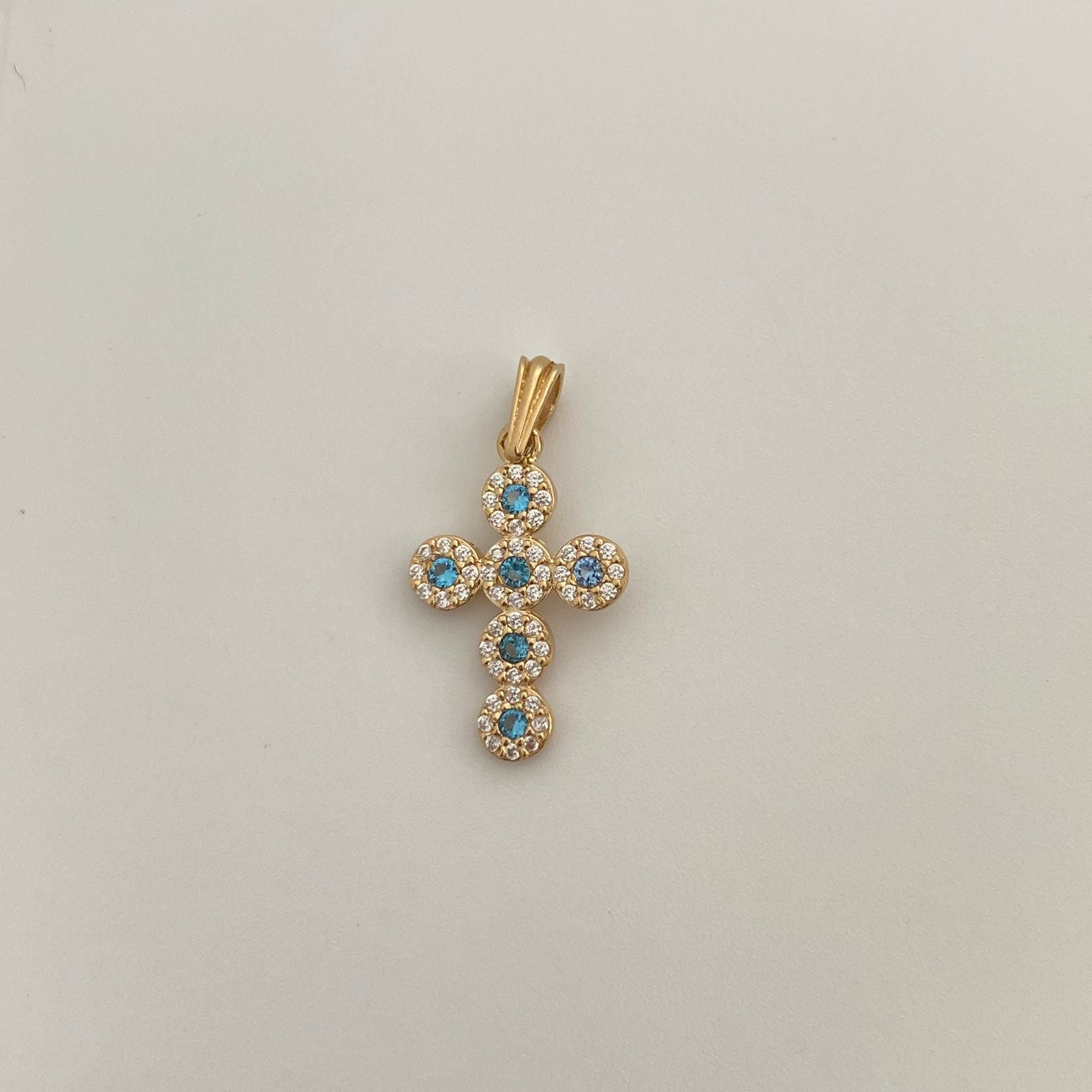 Dije cruz casting turquesa Oro amarillo 18k 2,5 Gr / 3 Cm