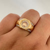 Anillo sello corona casting Oro amarillo y Oro rosa 18k / Talla 9 1/2 / 7,0 Gr