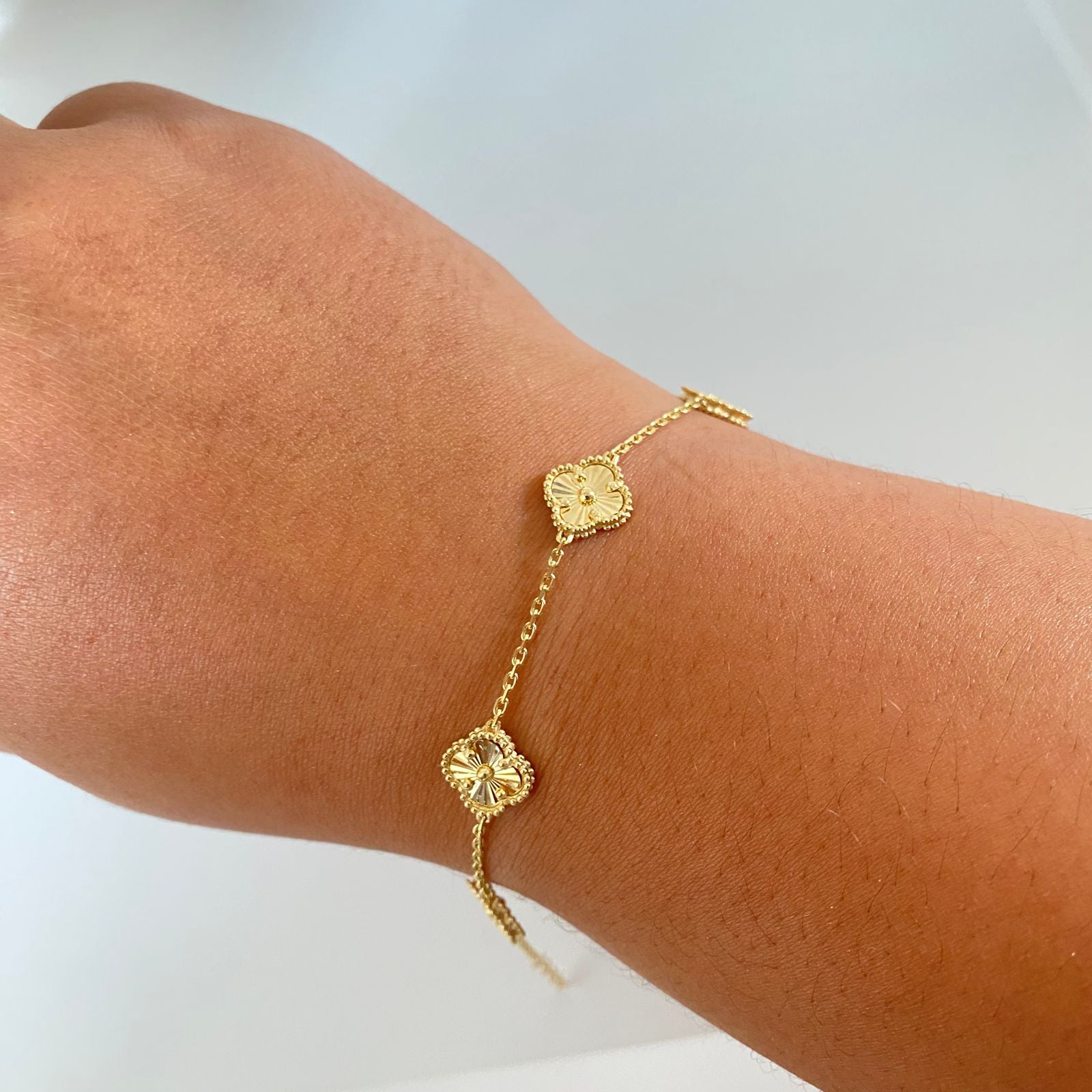 Pulso It trebol diamantado graduable  Oro amarillo 18k +4 / 5,1 Gr / 10 mm / 17 Cm
