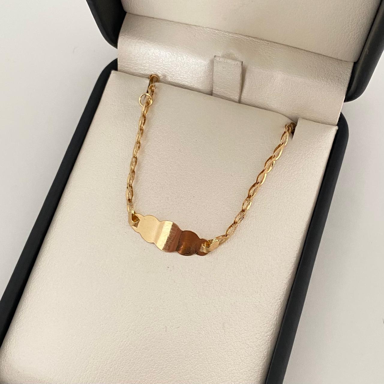 Pulso bebé placa nube lisa Oro amarillo 18k 1,55 Gr / 2,8 mm / 14,5 Cm Broche 0,15