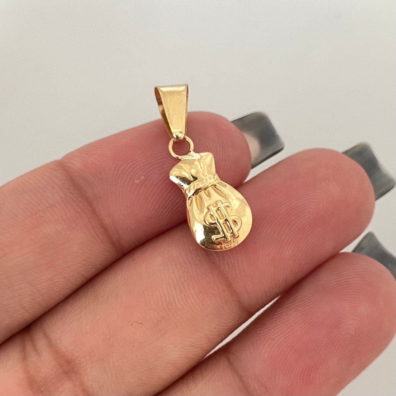 Dije bolsa de dinero Oro amarillo 18k 0,65 Gr / 2,2 Cm