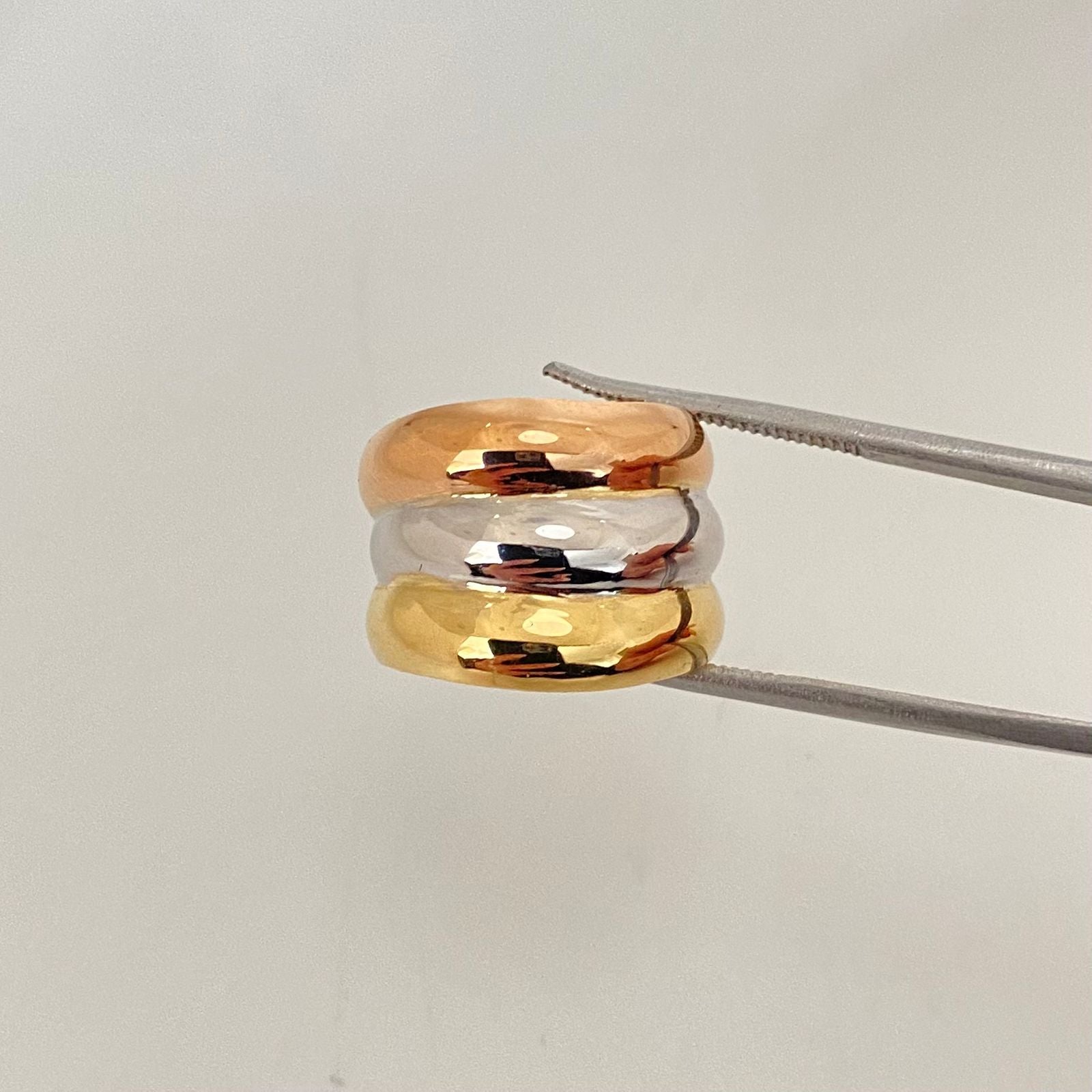 Anillo tubular Tres oros 18k / Talla 6 3/4 / 2,35 Gr