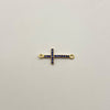 Herraje Cruz Casting Azul Oro amarillo 18k 0,6 Gr / 2 Cm