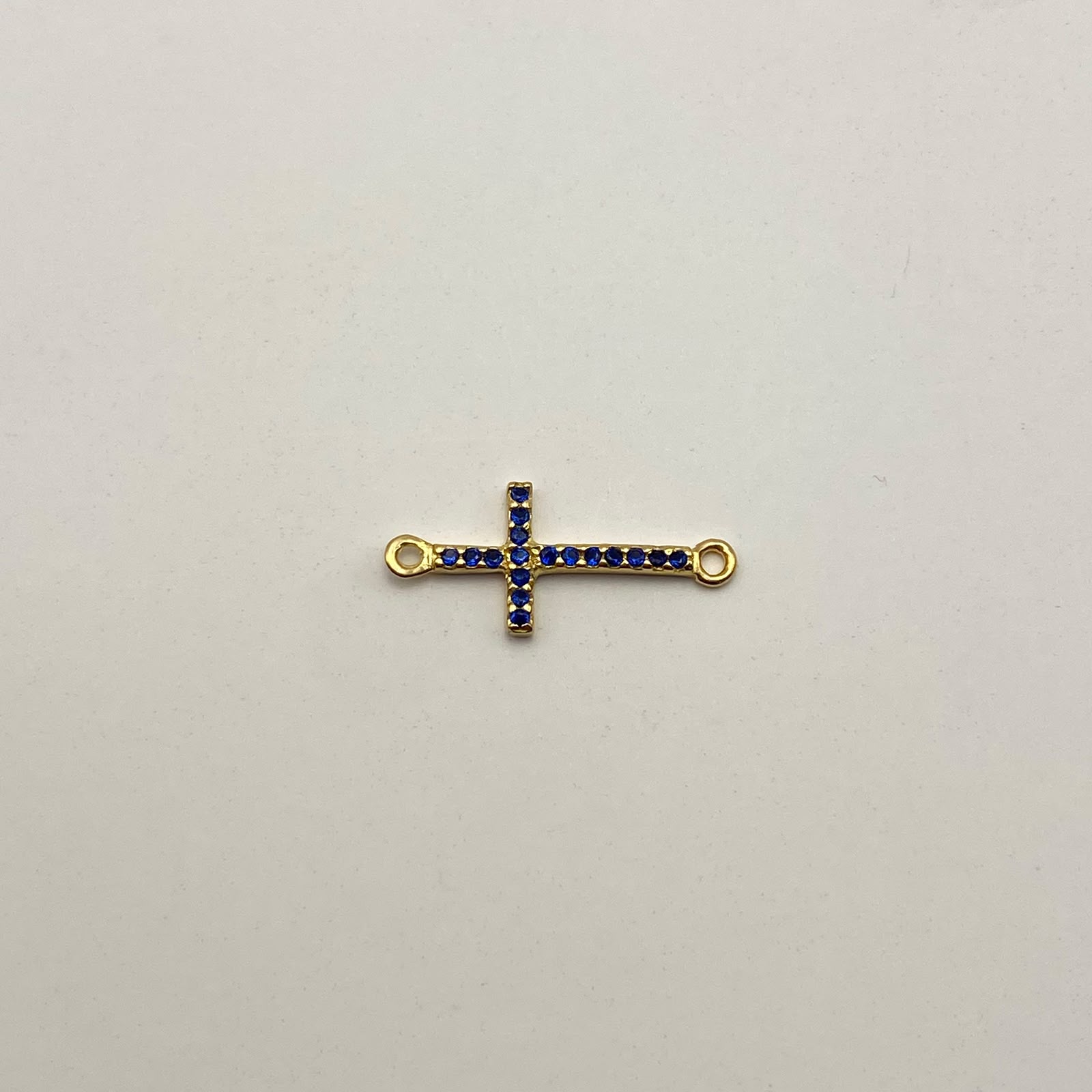 Herraje Cruz Casting Azul Oro amarillo 18k 0,6 Gr / 2 Cm