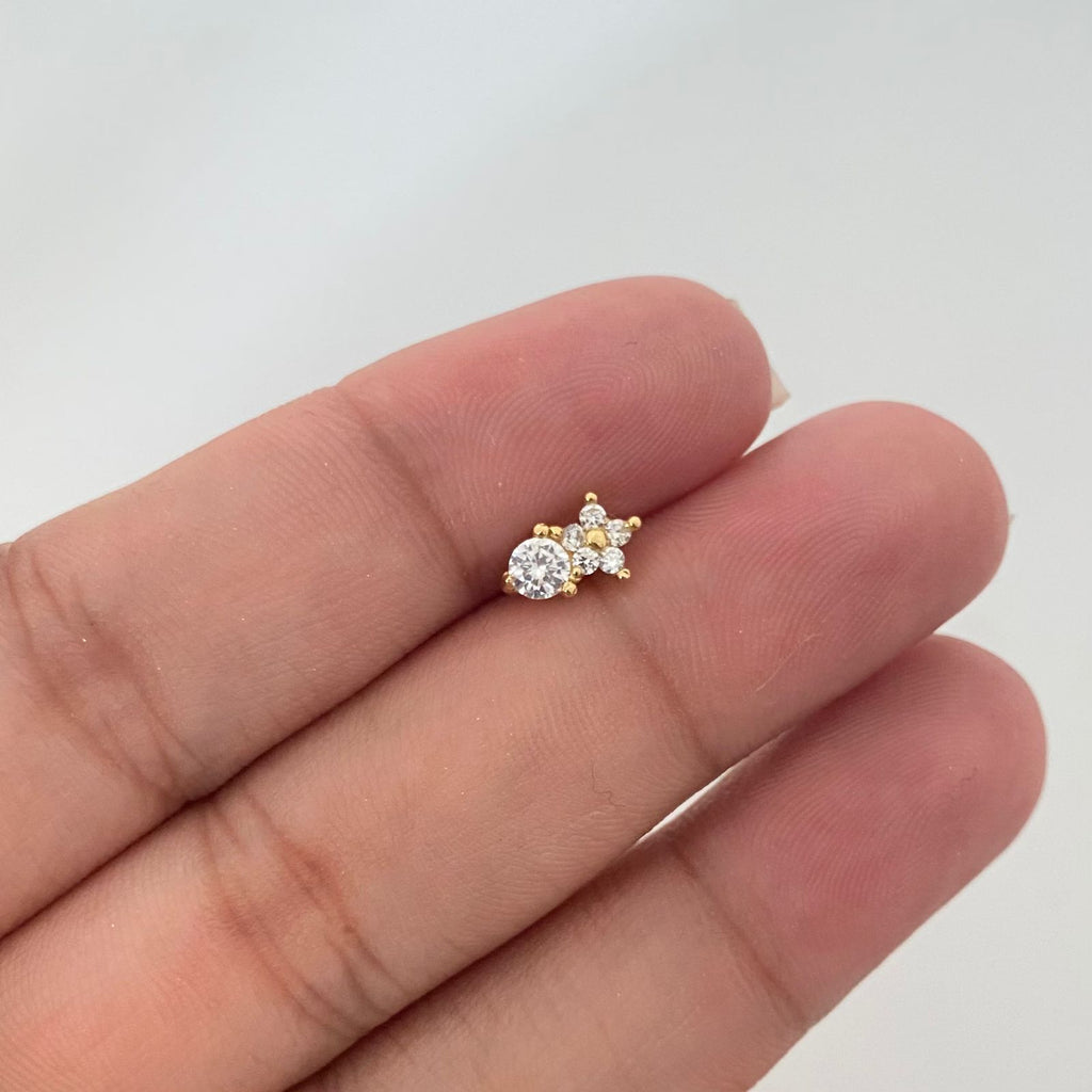 Piercing circon y estrella ( joya ) Oro amarillo 18k 0,8 Gr