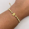 Pulsera tejida Herraje virgen de guadalupe silueta +bolas diamantadas 4mm Oro amarillo 18k 0,6 Gr