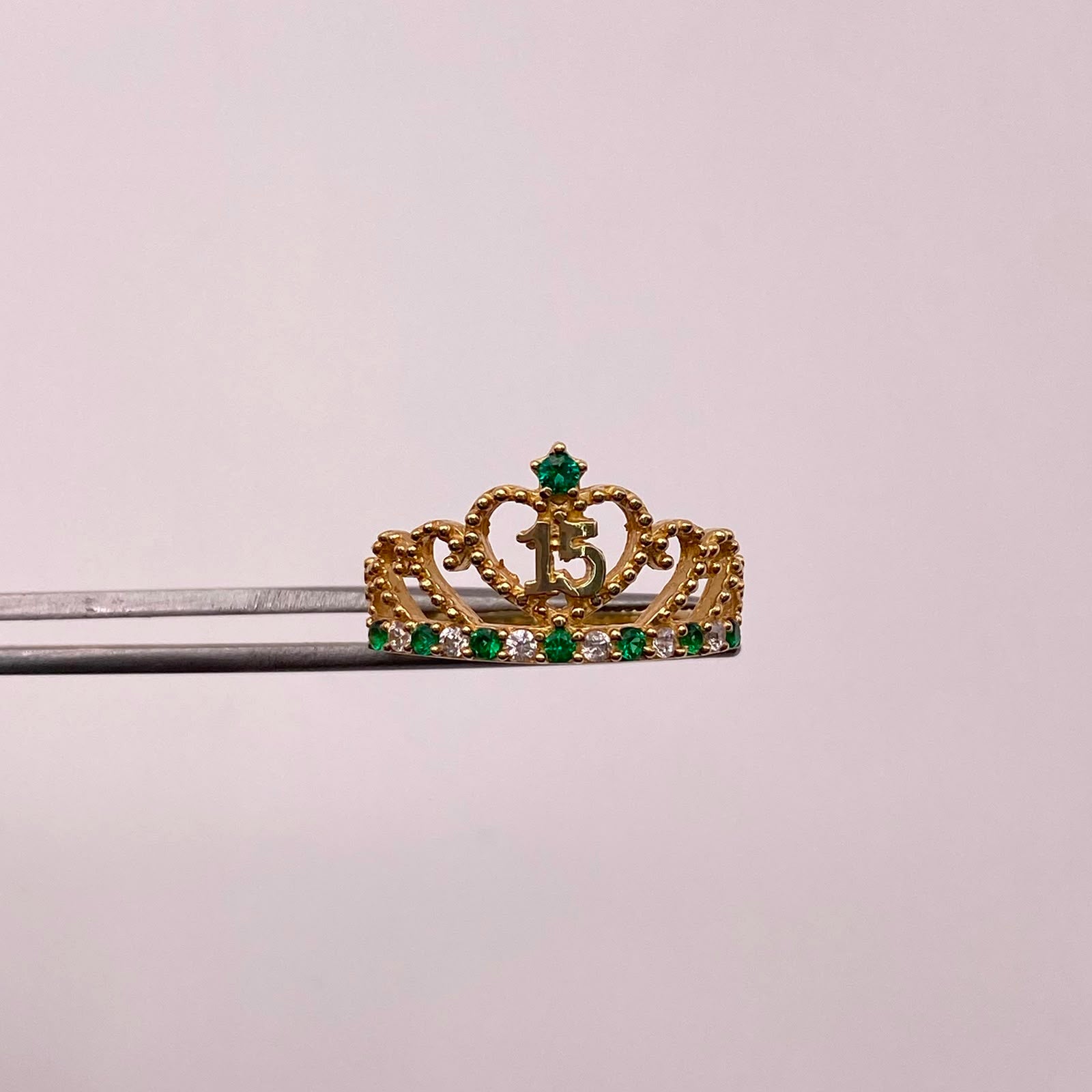 Anillo 15 Casting verde Oro amarillo 18k / Talla 7 / 2,45 Gr