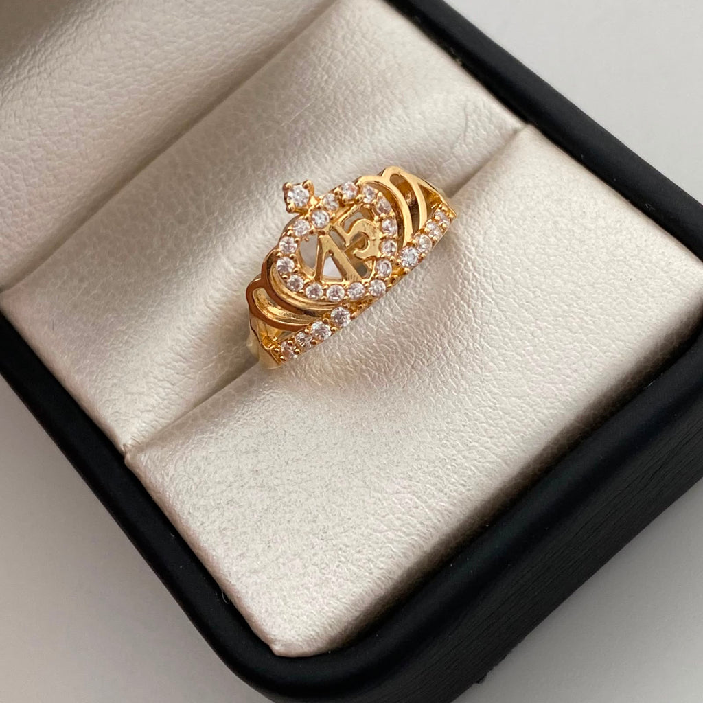 Anillo 15 Casting Blanco Oro amarillo 18k / Talla 7 / 2,65 Gr