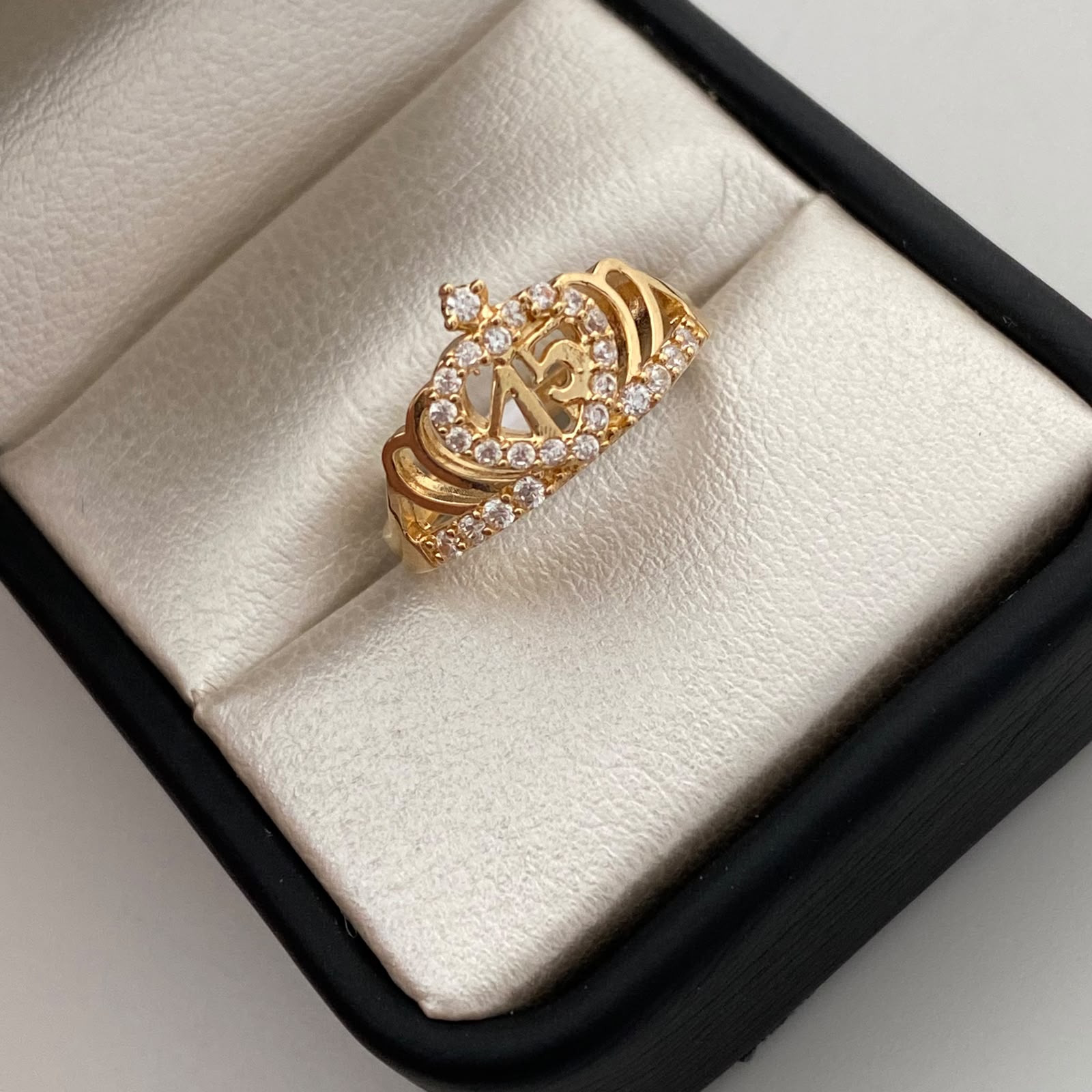 Anillo 15 Casting Blanco Oro amarillo 18k / Talla 7 / 2,65 Gr