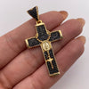Dije cruz virgen milagrosa circones negros Oro amarillo 18k 7,45 Gr / 25,7 mm / 5 Cm