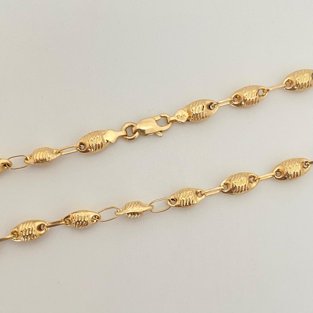 Cadena rustica barriles ovalados Oro amarillo 18k 7,60 Gr / 4,1 mm / 61 Cm Broche 0,40