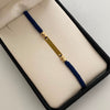 Pulsera tejida Placa Bolas Diamantadas 4mm azul Oro amarillo 18k 0,6 Gr