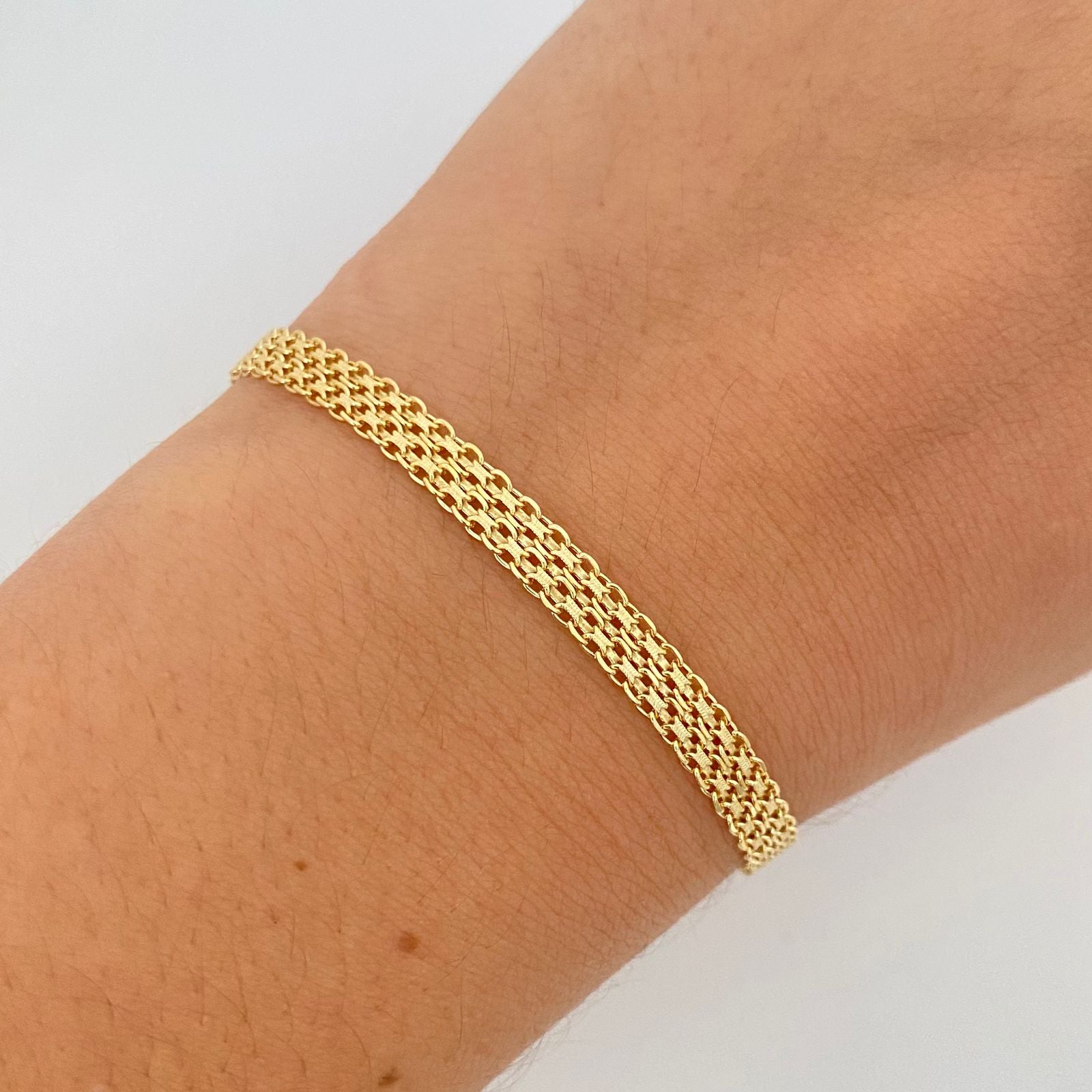 Pulso It chino doble carril Oro amarillo 18k +1 / 5,8 Gr / 4,8 mm / 19 Cm