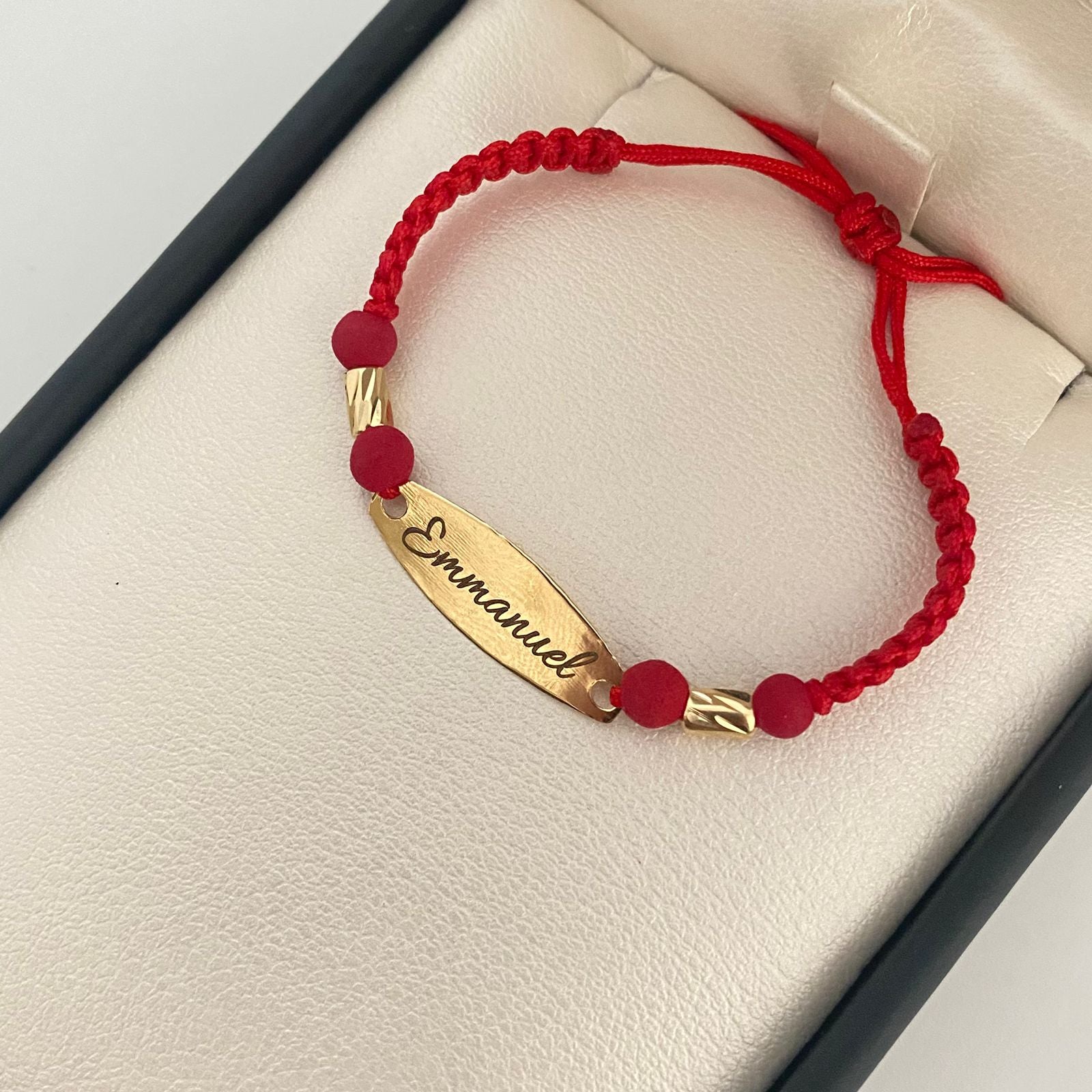 Pulsera tejida placa nombre Emmanuel Oro amarillo 18k 0,6 Gr