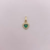 Dije Corazon circones verdes y blancos Oro amarillo 18k 0,6 Gr / 7,7 mm / 1,5 Cm