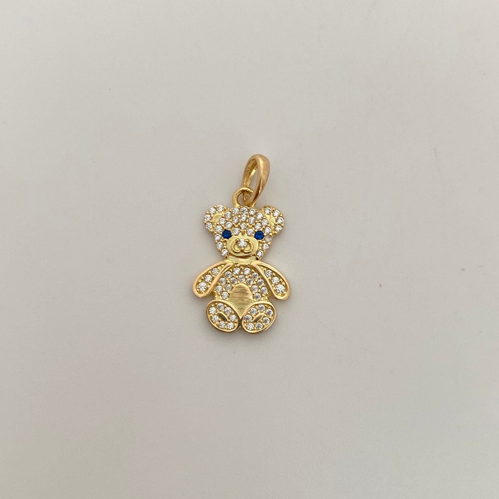 Dije Oso Casting Circones Azules Oro amarillo 18k 2,85 Gr / 13,8 mm / 2,5 Cm