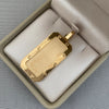 Dije placa borde grabado sello personalizada (POR FABRICACION) Oro amarillo 18k 17,0 Gr / 8,0 Cm