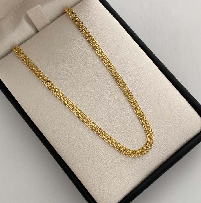 Cadena It china dos carriles Oro amarillo 18k +1 / 3,35 Gr / 3,6 mm / 60 Cm