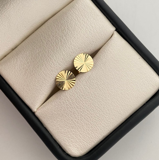 Topos Circulo Plano Diamantado Oro amarillo 18k 0,85 Gr / 8,2 mm