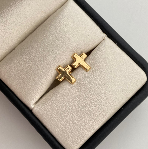 Topos cruz lisa Oro amarillo 18k 0,65 Gr / 7,3 mm