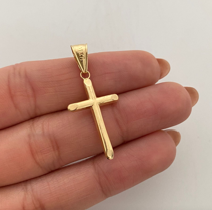 Dije cruz cristo tubular  Oro amarillo 18k 1,4 Gr / 2,54 mm / 4,3 Cm