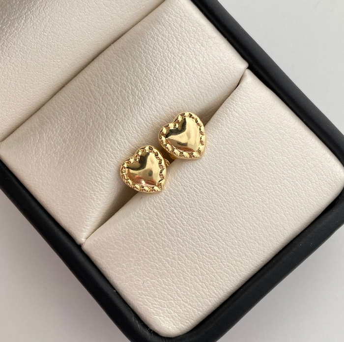 Topos Corazon Borde Diamantado Oro amarillo 18k 0,75 Gr / 8 mm