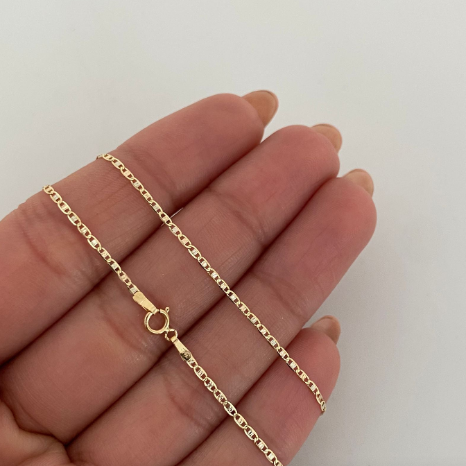 Cadena It Plana diamantada Tres oros 18k 1,5 Gr / 1,4 mm / 50 Cm