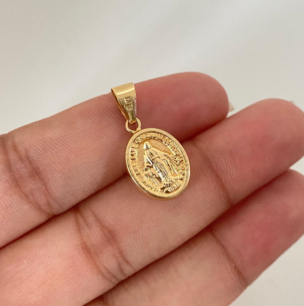 Dije Virgen Milagrosa Oro amarillo 18k 1,1 Gr / 12 mm / 2,5 Cm