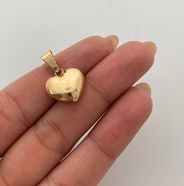 Dije Corazon inflado Oro amarillo 18k 0,7 Gr / 10,8 mm / 2 Cm