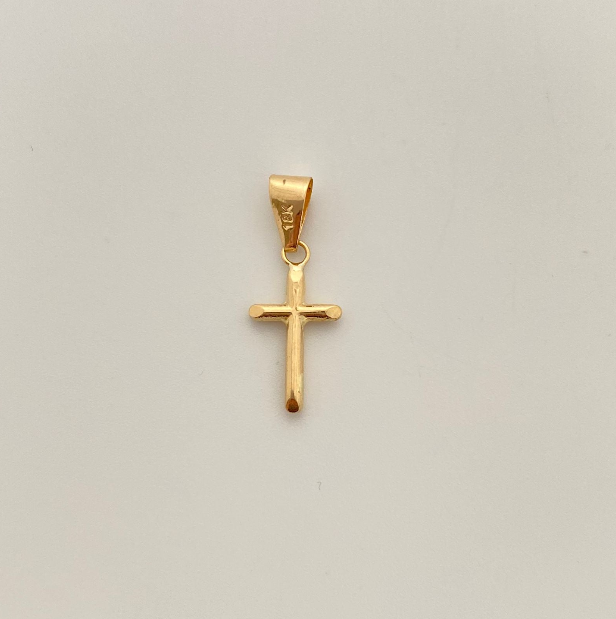 Dije Cruz Tubular Oro amarillo 18k 0,4 Gr / 9,5 mm / 2,5 Cm