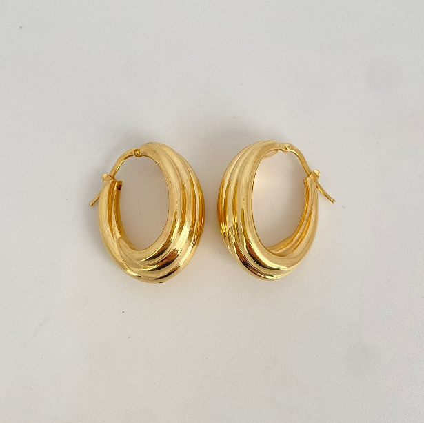 Candonga It Ovalada Doble Oro amarillo 18k +4 / 7 Gr / 2,8 Cm