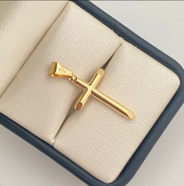 Dije Cruz Tubular Oro amarillo 18k 0,65 Gr / 13,0 mm / 3,9 Cm