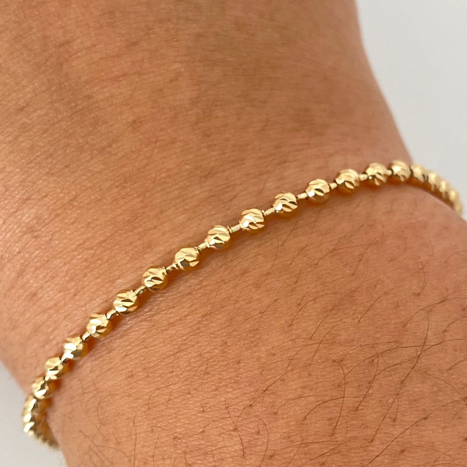 Pulso militar balin diamantado Oro amarillo 18k +1 / 6,05 Gr / 3,0 mm / 21,5 Cm Broche 0,30