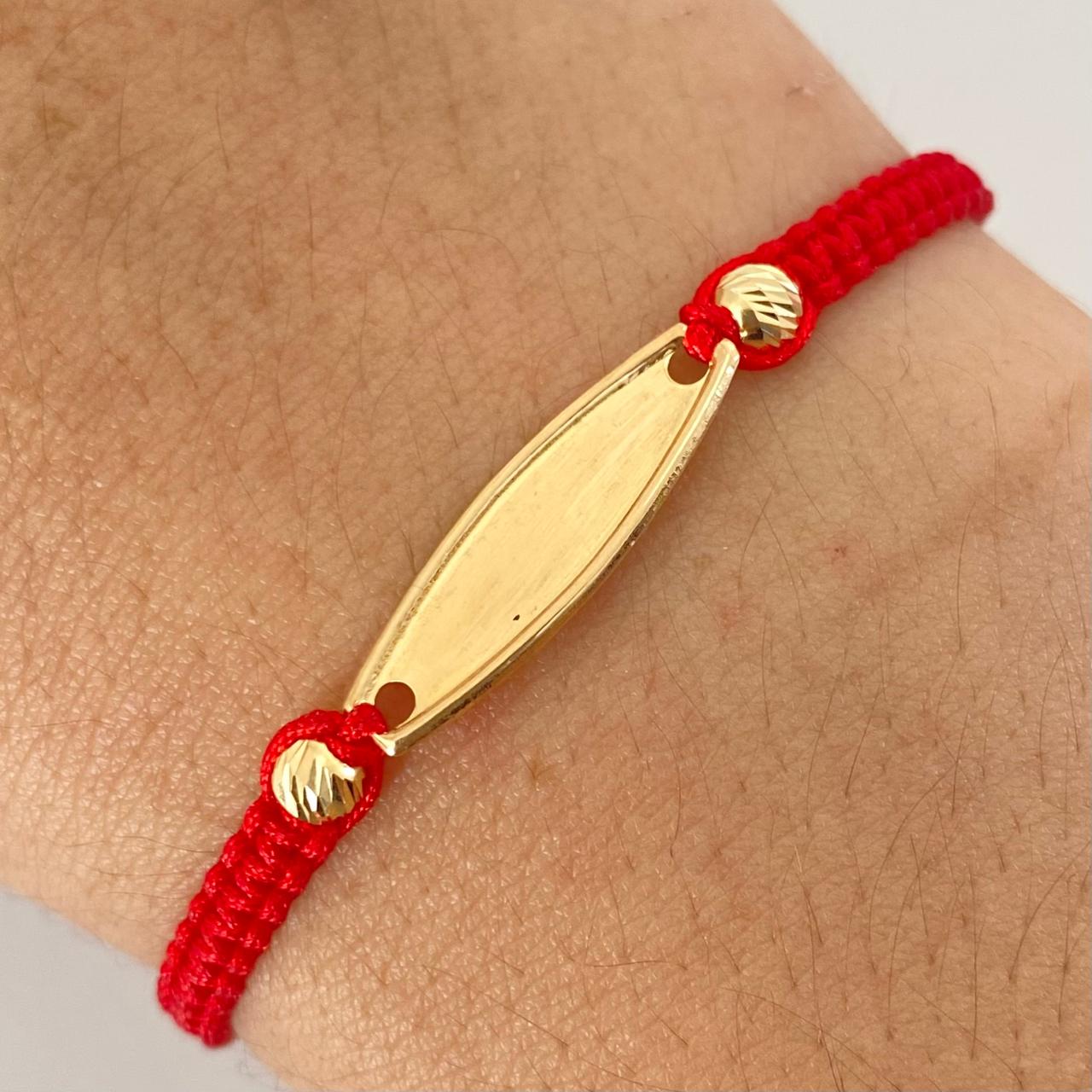 Pulsera tejida placa balines diamantados #4 Oro amarillo 18k 0,55 Gr
