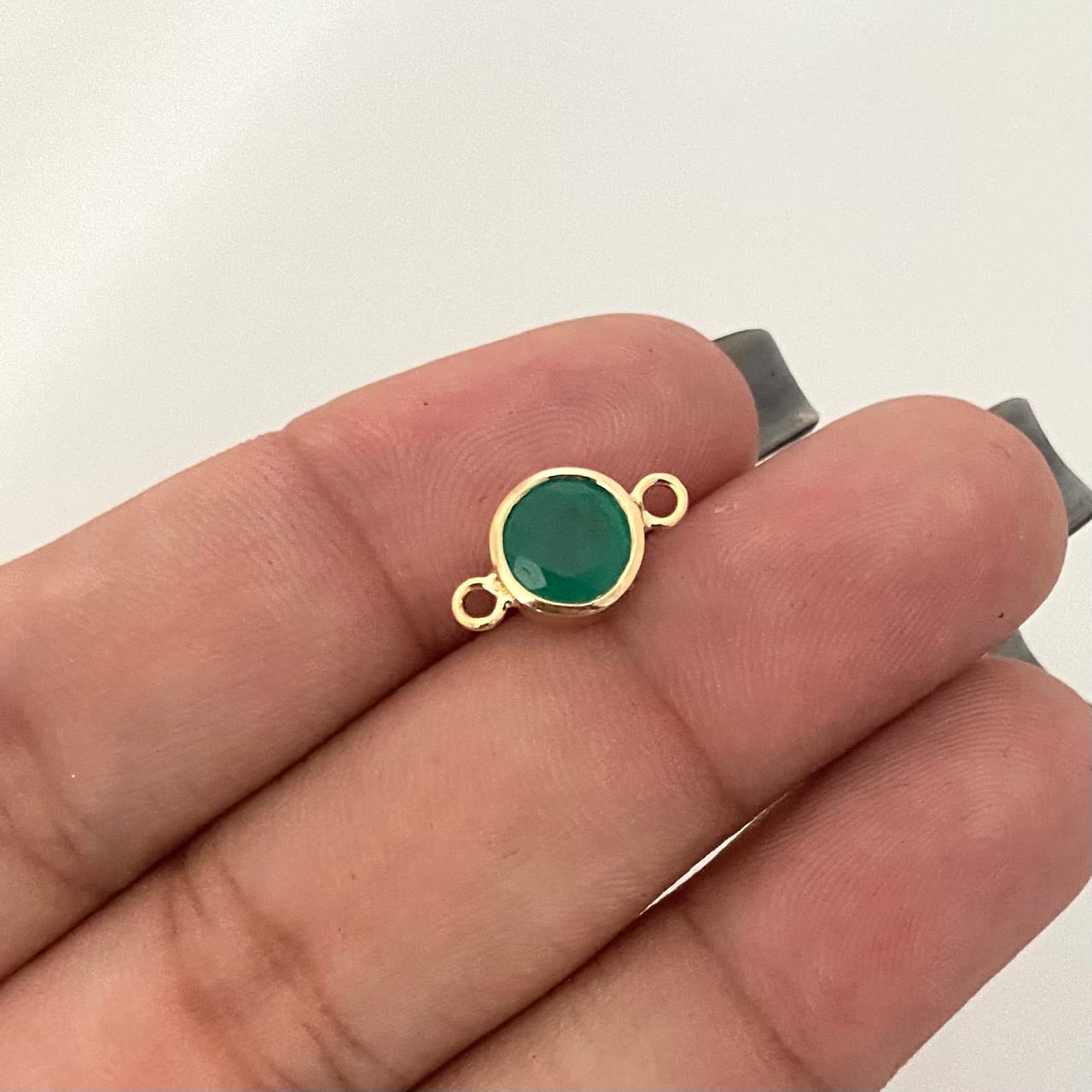 Herraje (Joya) esmeralda redonda 0,92Qts Oro amarillo 18k 1,0 Gr / 1,5 Cm