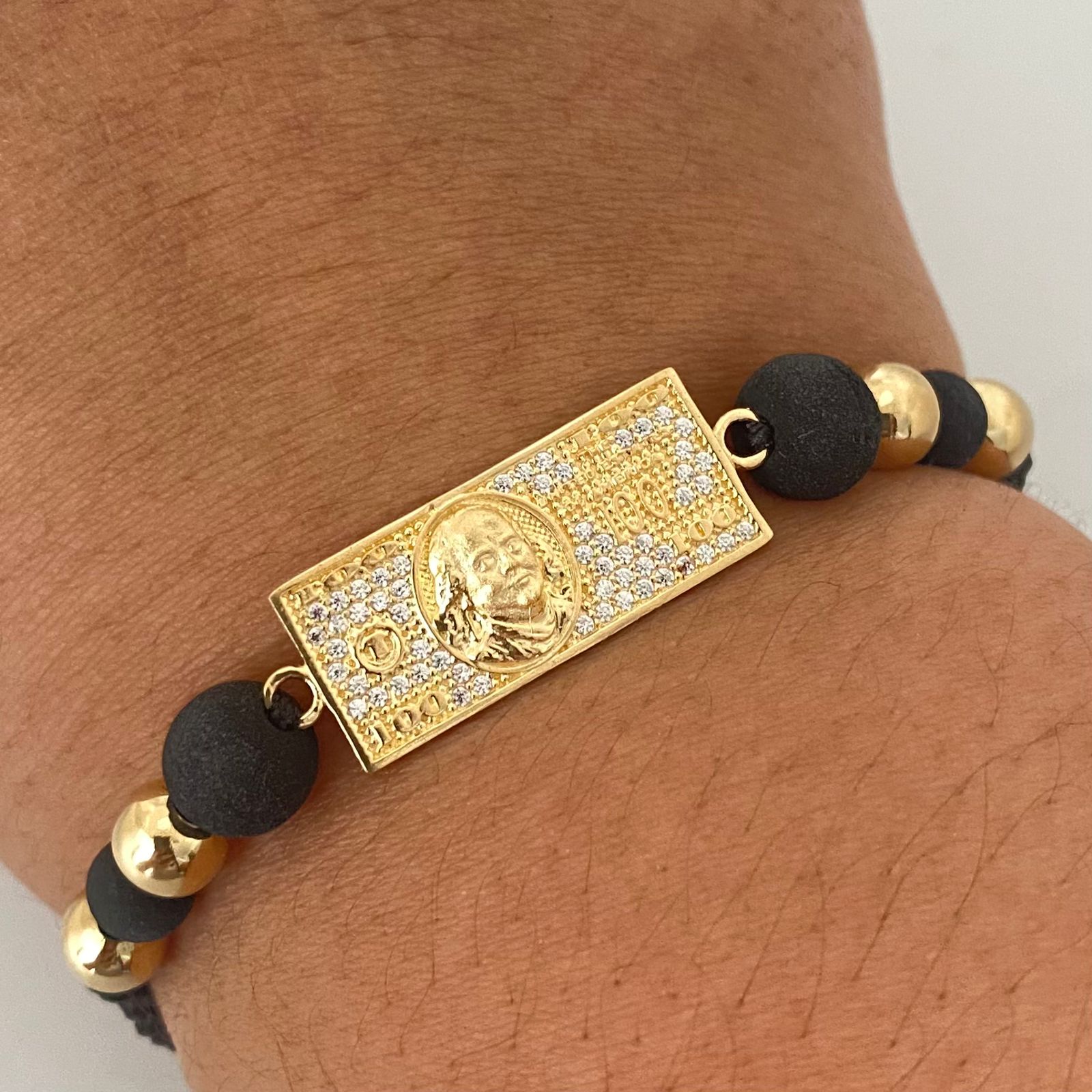 Pulsera tejida herraje dolar casting balines lisos #6 Oro amarillo 18k 3,55 Gr