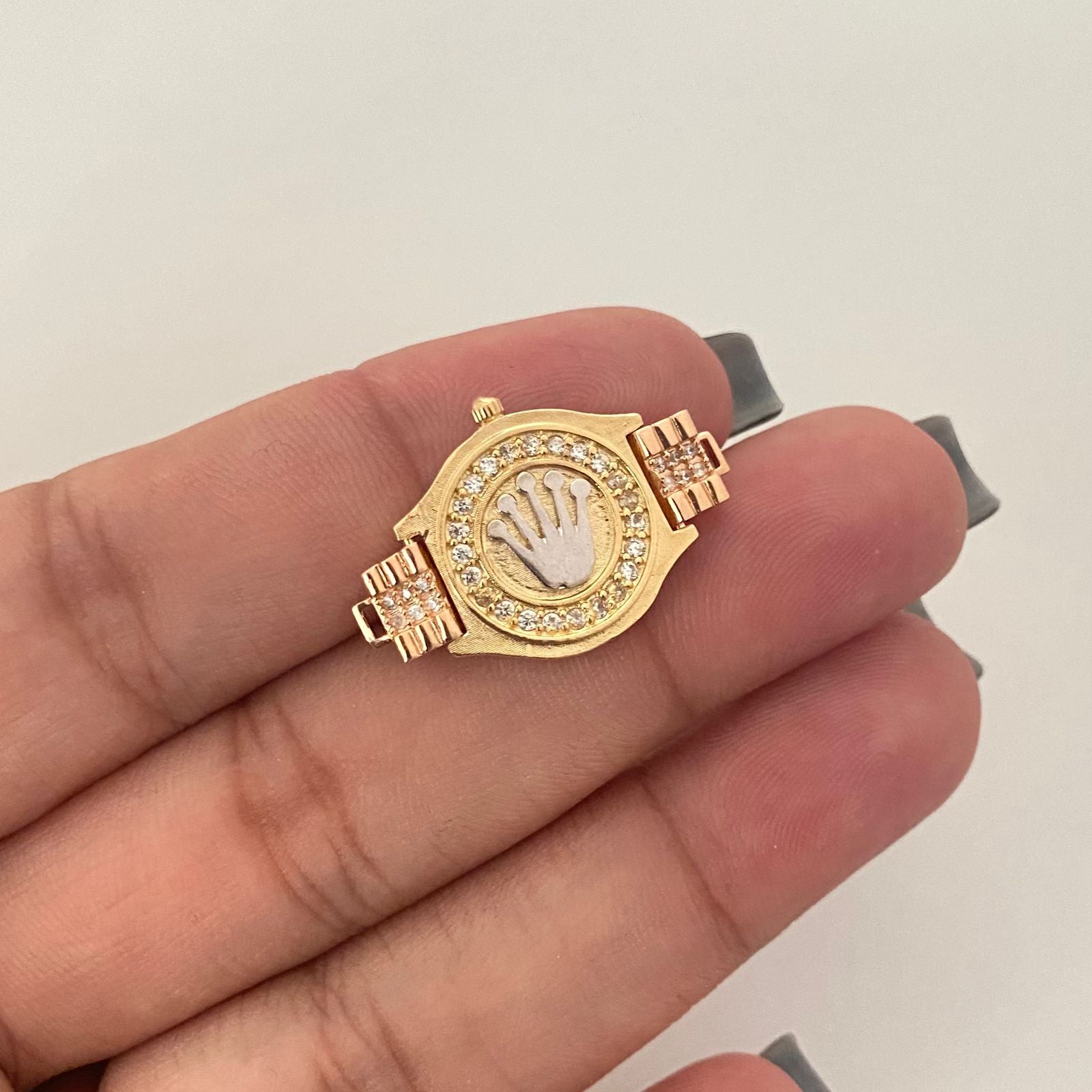 Herraje tipo reloj corona rx casting Tres oros 18k 4,45 Gr / 2,9 Cm