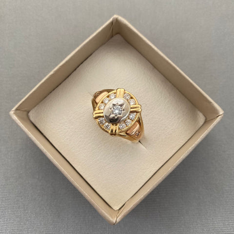 Anillo ovalado casting Tres oros 18k / Talla 10 / 8,3 Gr