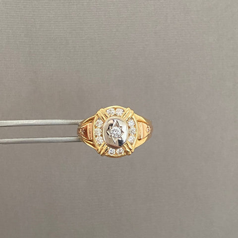 Anillo ovalado casting Tres oros 18k / Talla 10 / 8,3 Gr