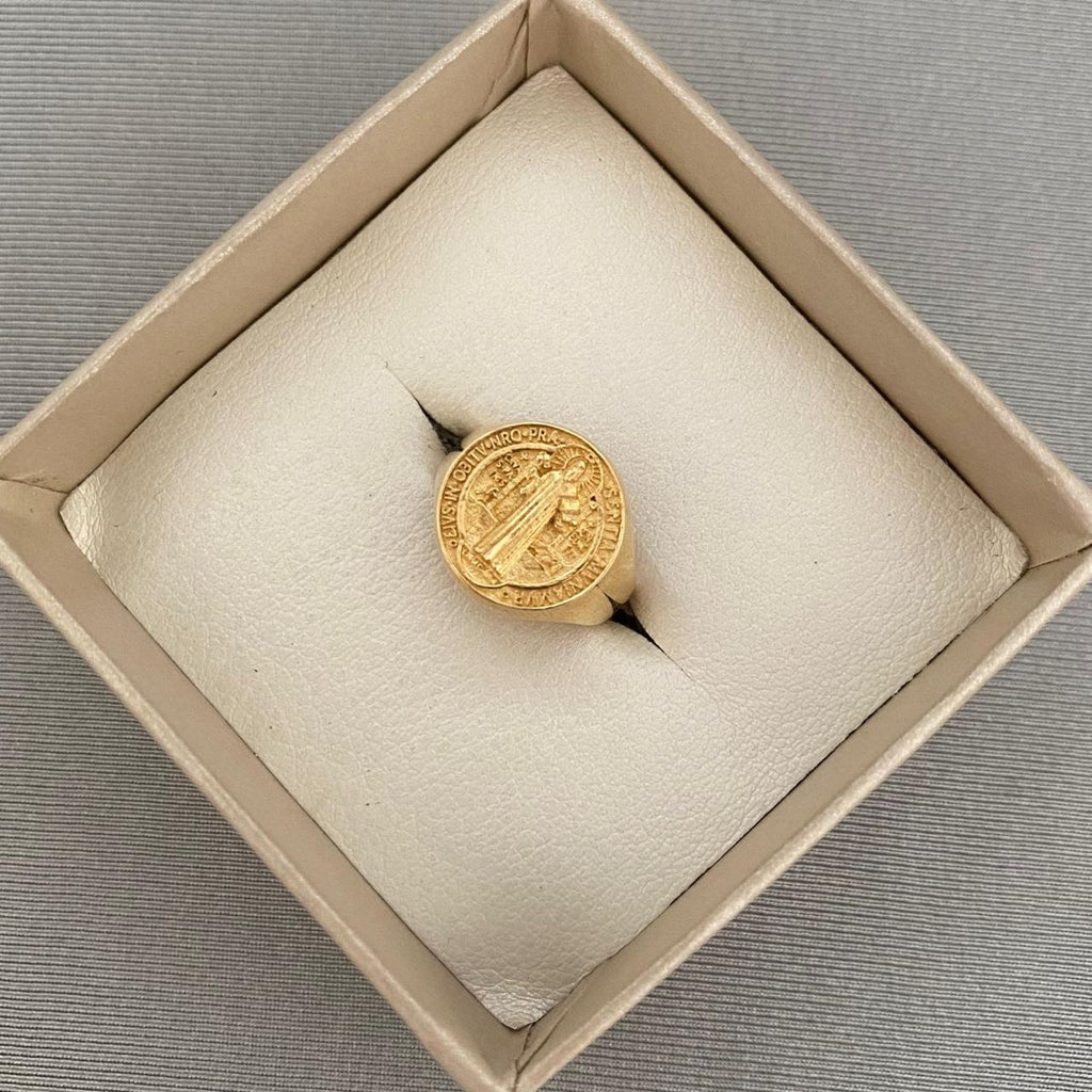 Anillo san benito (POR FABRICACION) Oro amarillo 18k / Talla 9 / 10 Gr