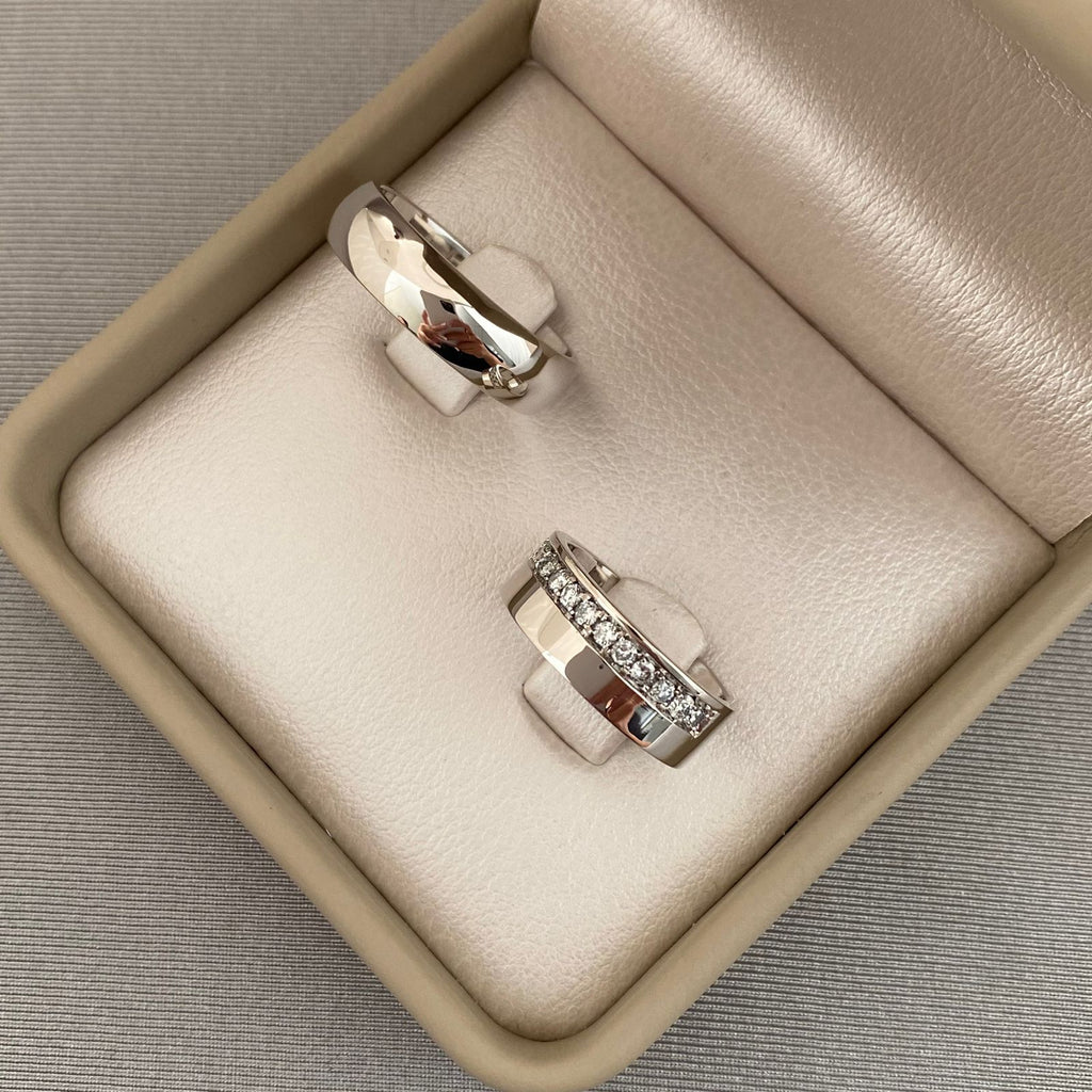 Argollas matrimonio (POR FABRICACION) Oro blanco 18k / Talla 7 - 9 / 18 Gr