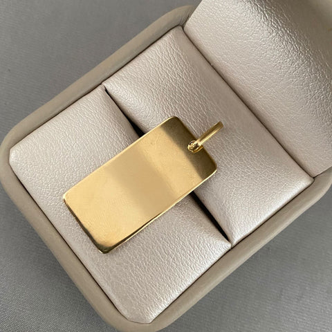 DIJE PLACA RECTANGULAR  LISA ORO AMARILLO 18K 3,15 GR / 3,5 CM